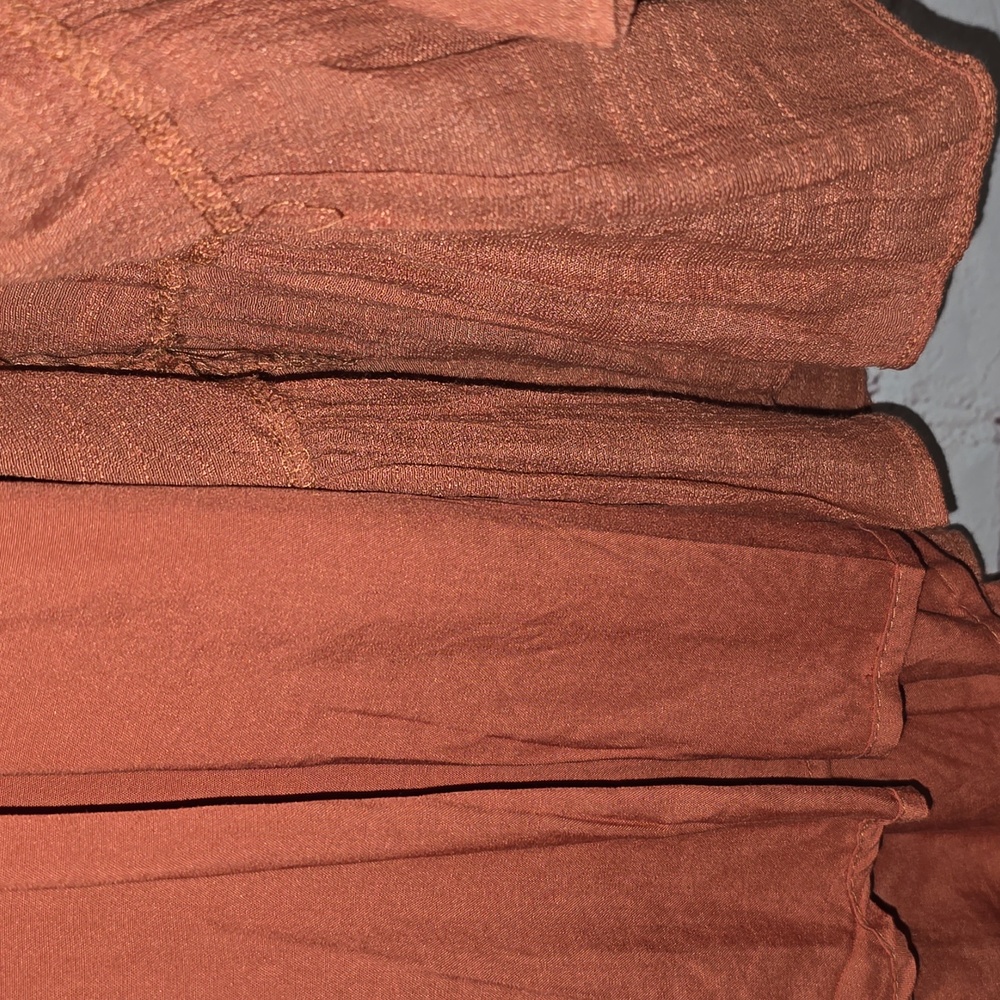 Mustard Seed Terracotta Puff Sleeves Mini Dress Cotton/Polyester Womens Size L - Picture 7 of 16